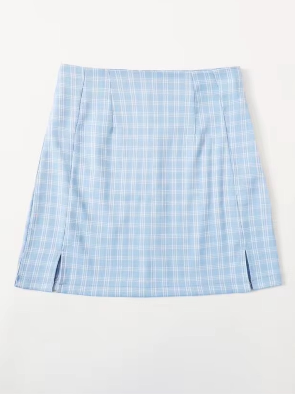 SHEIN Light Blue Plaid A-Line Skirt 4(S)
